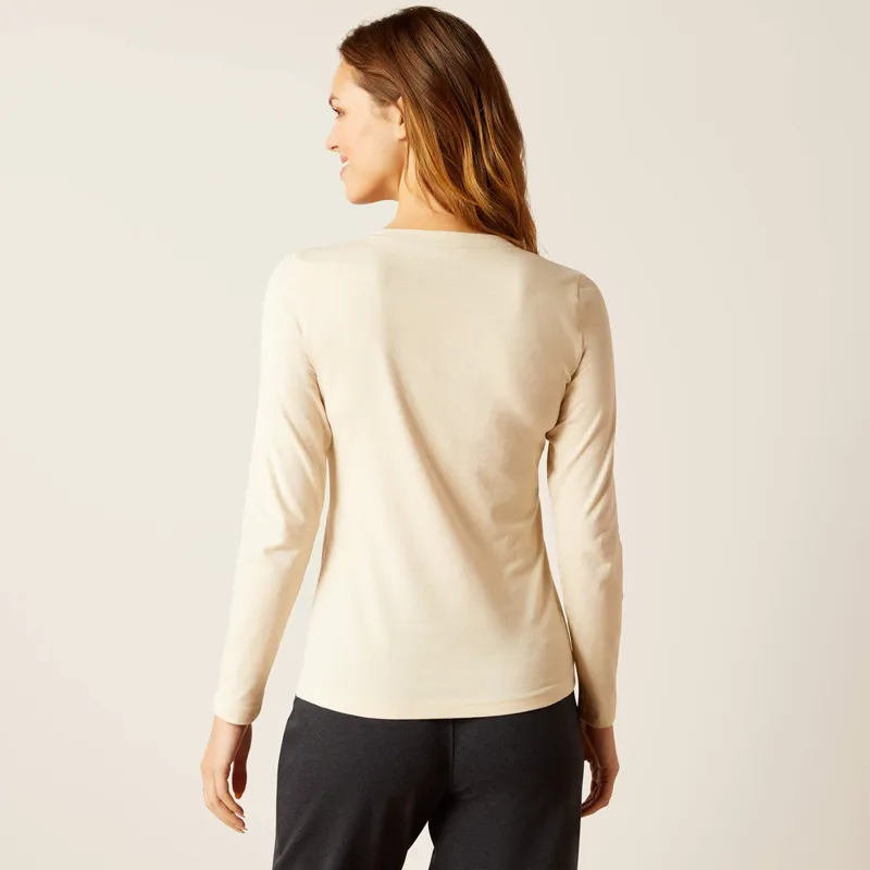 Ariat Women's Peonies Long Sleeve T-Shirt - Oatmeal Heather-1